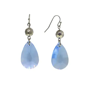 1928 Jewelry Blue Teardrop Faceted Stone Earrings