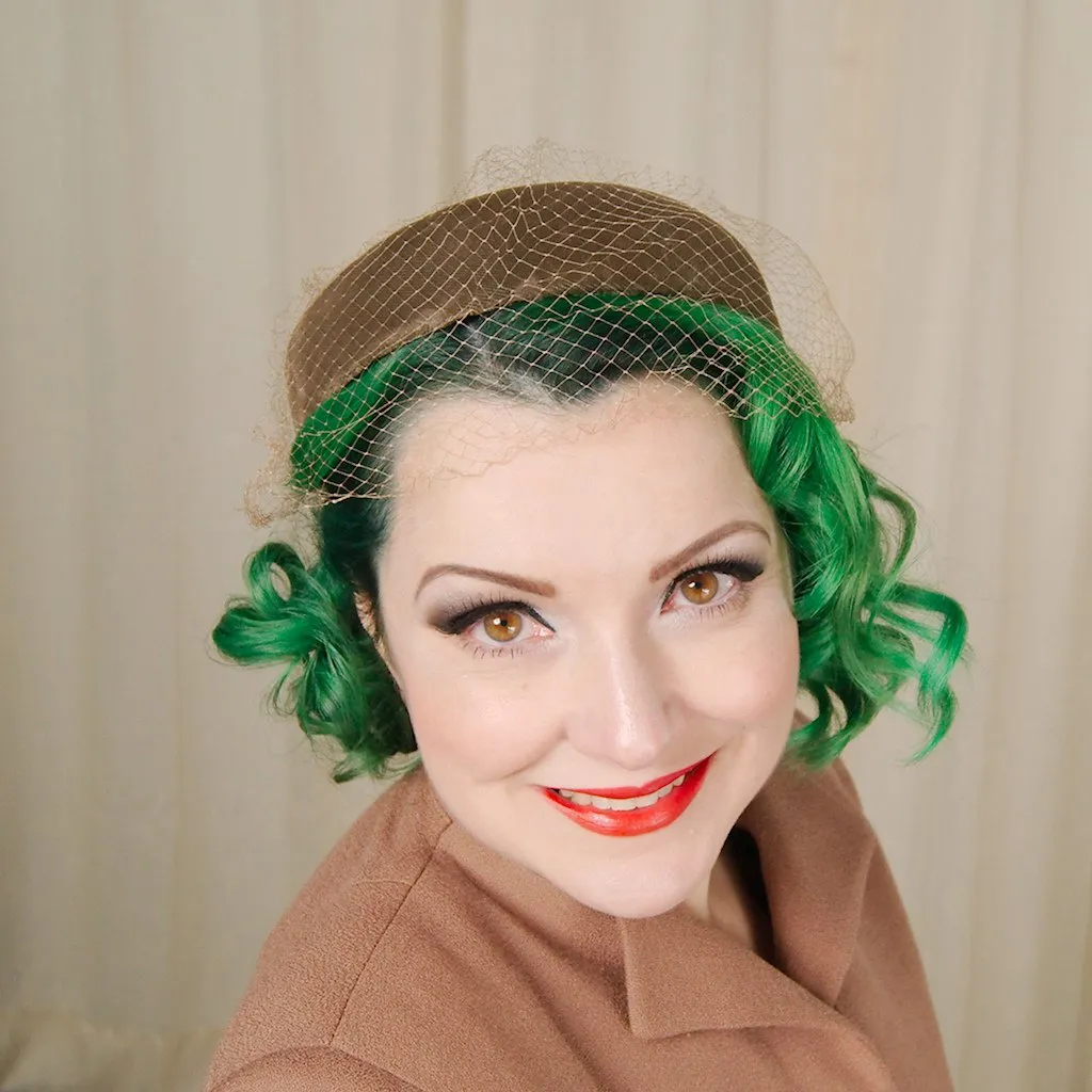 1950s Brown Velvet Bow Hat