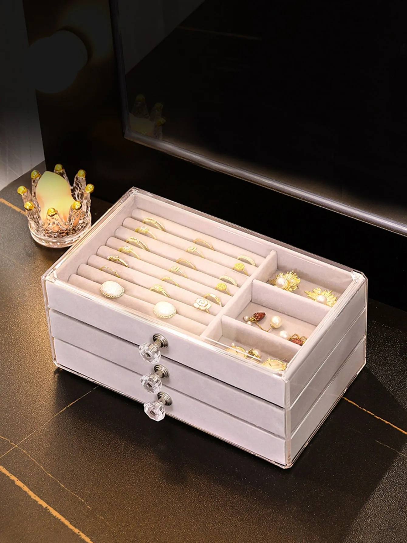 1pc Multi-grid Jewelry Storage Box, Multifunction Large Jewelry Organizer For Home