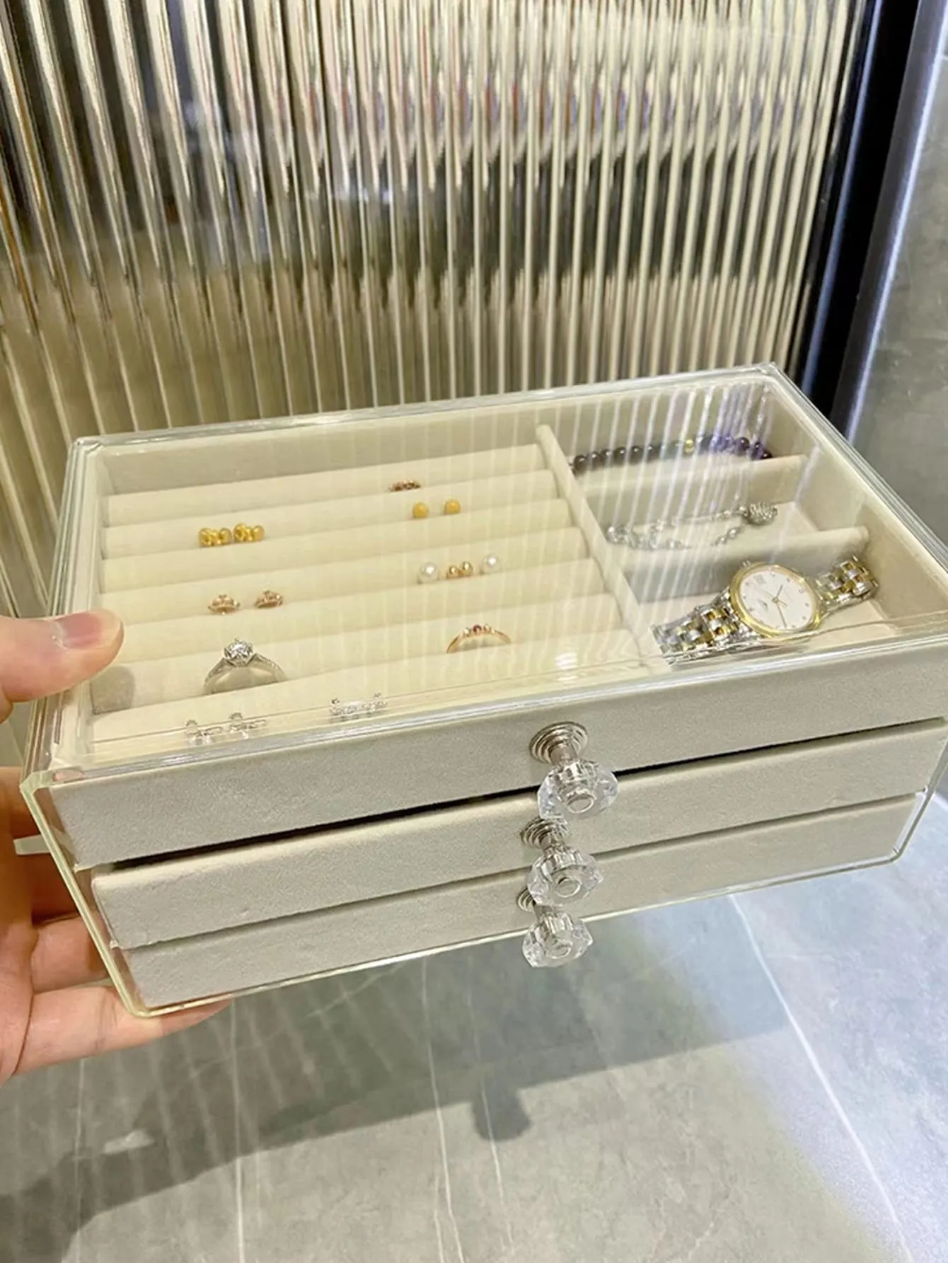 1pc Multi-grid Jewelry Storage Box, Multifunction Large Jewelry Organizer For Home