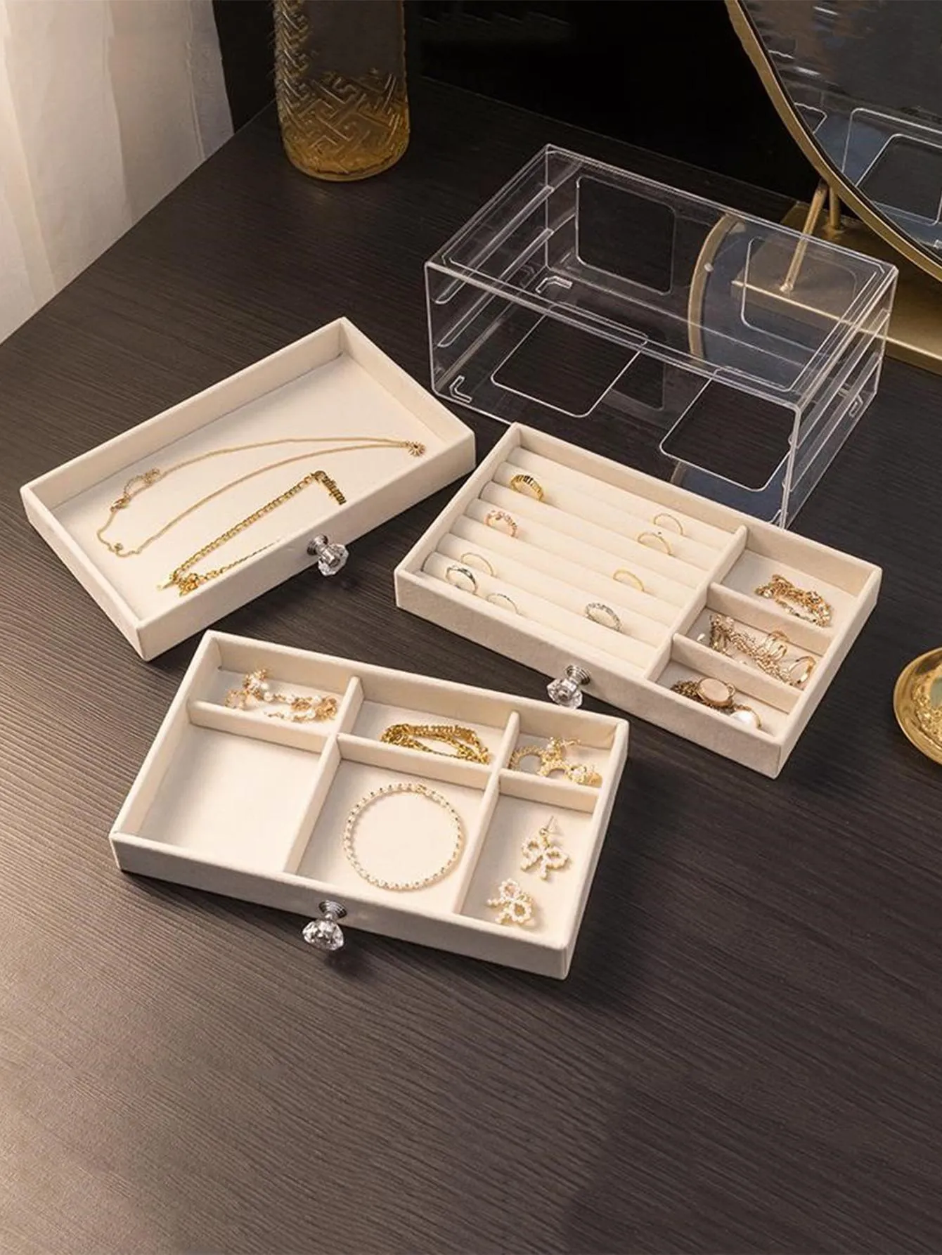 1pc Multi-layer Large Capacity Jewelry Box, Modern Plastic Dust-proof Jewelry Storage Box For Home