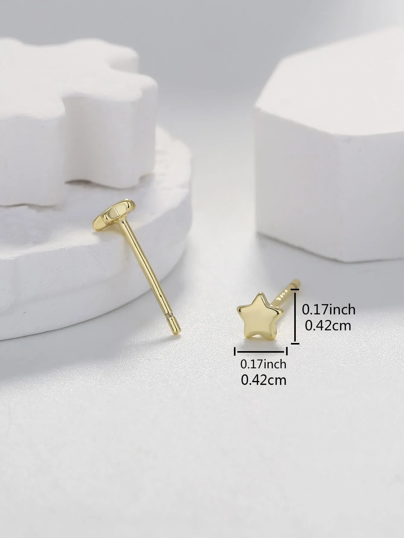 1pc Star Decor Stud Earrings Copper Jewelry