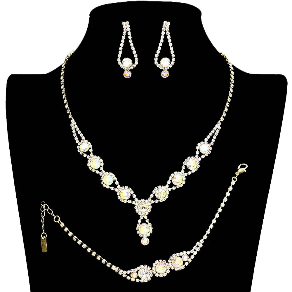 3PCS Rhinestone Bubble Necklace Jewelry Set