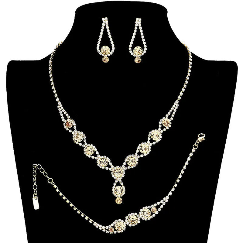 3PCS Rhinestone Bubble Necklace Jewelry Set