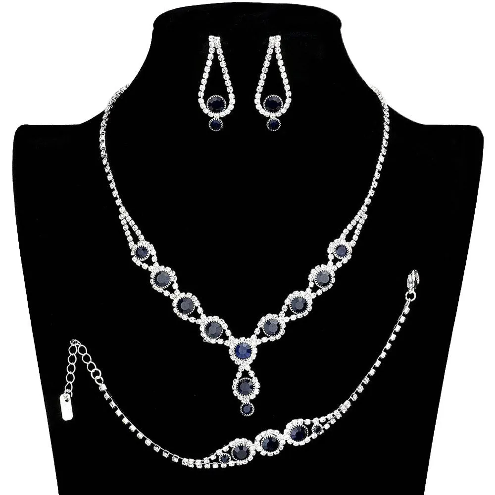 3PCS Rhinestone Bubble Necklace Jewelry Set