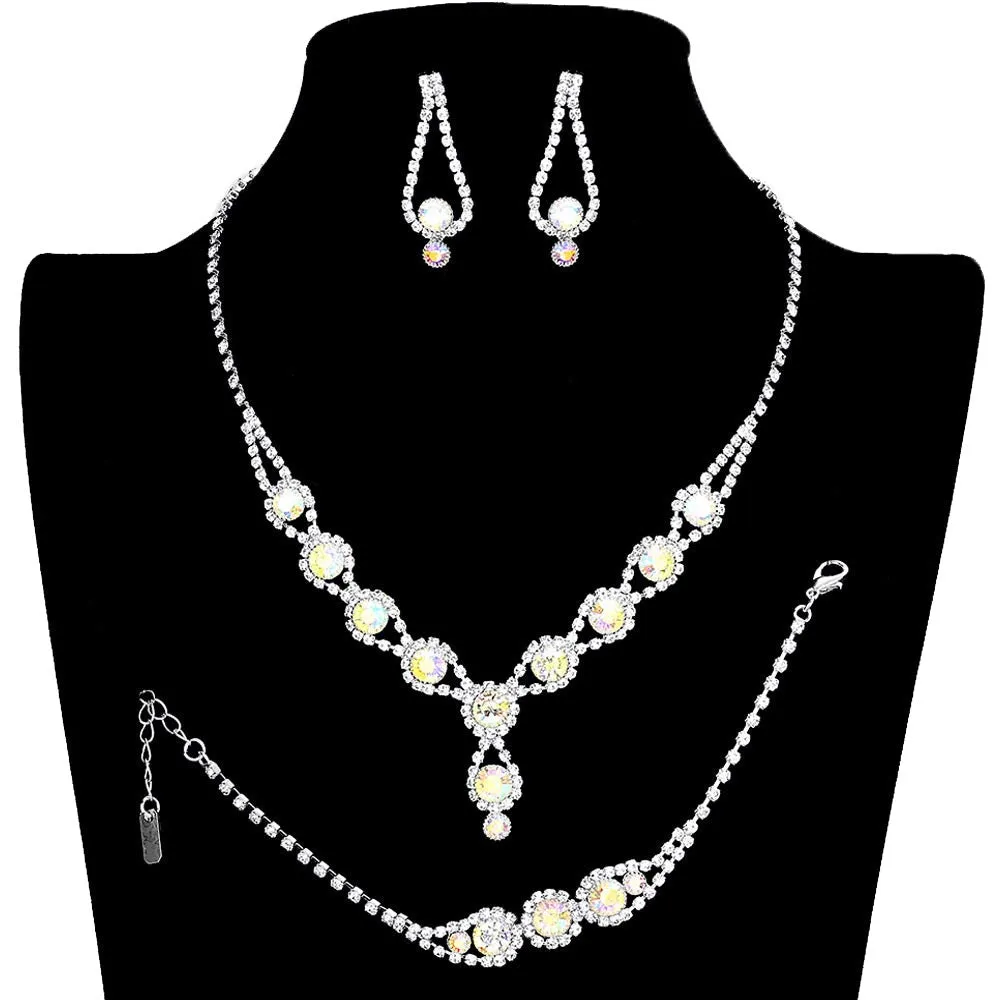 3PCS Rhinestone Bubble Necklace Jewelry Set