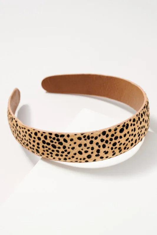 Animal print calf hair headband