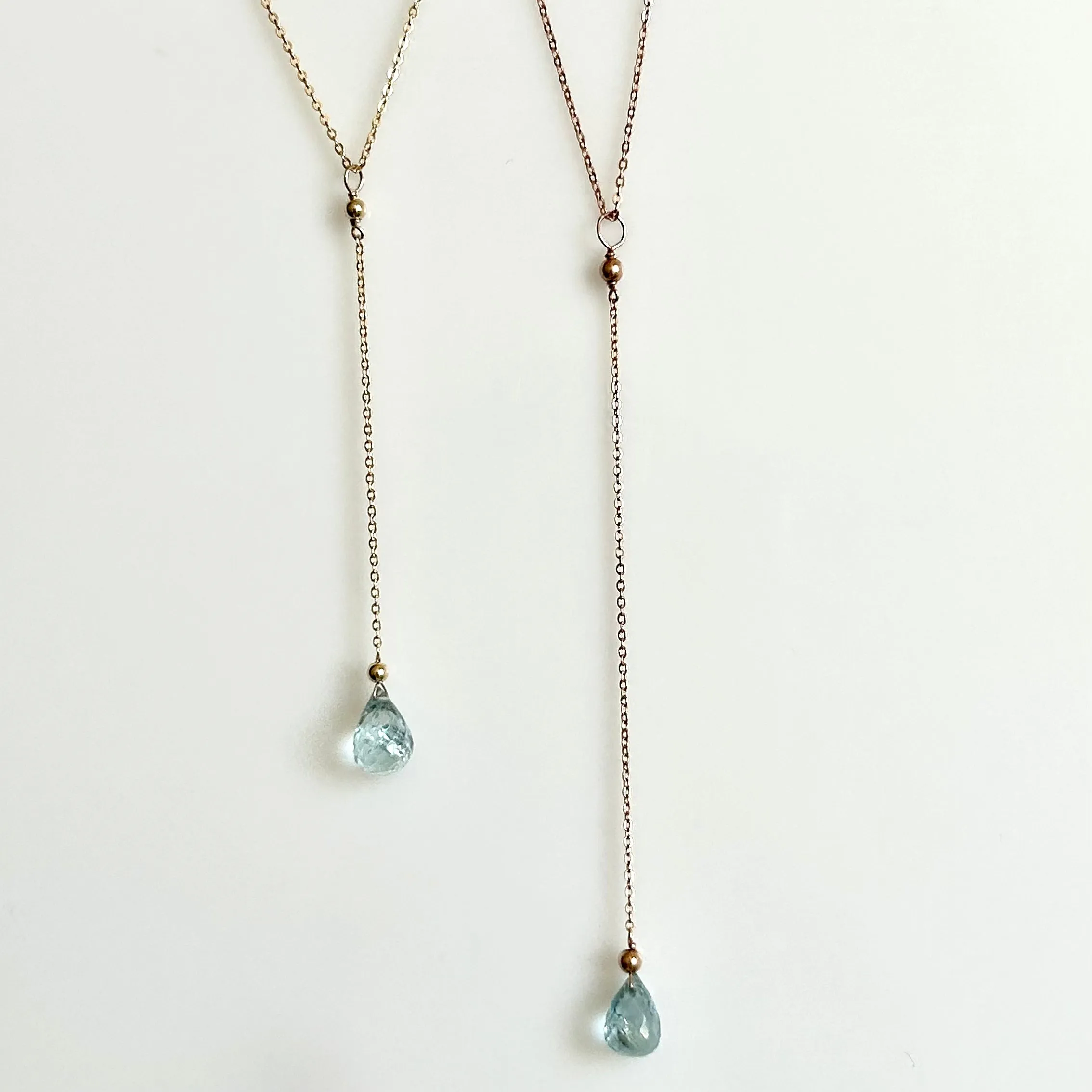 Aquamarine Pendant Necklace, Aquamarine Lariat Necklace