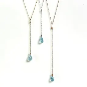 Aquamarine Pendant Necklace, Aquamarine Lariat Necklace