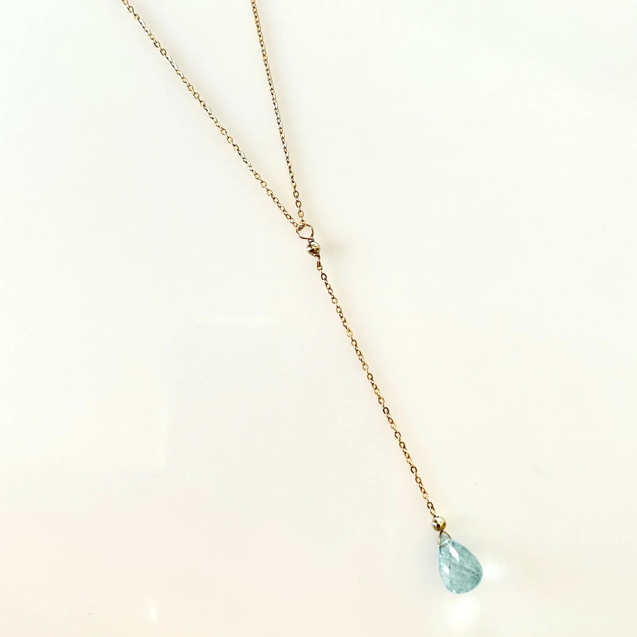 Aquamarine Pendant Necklace, Aquamarine Lariat Necklace