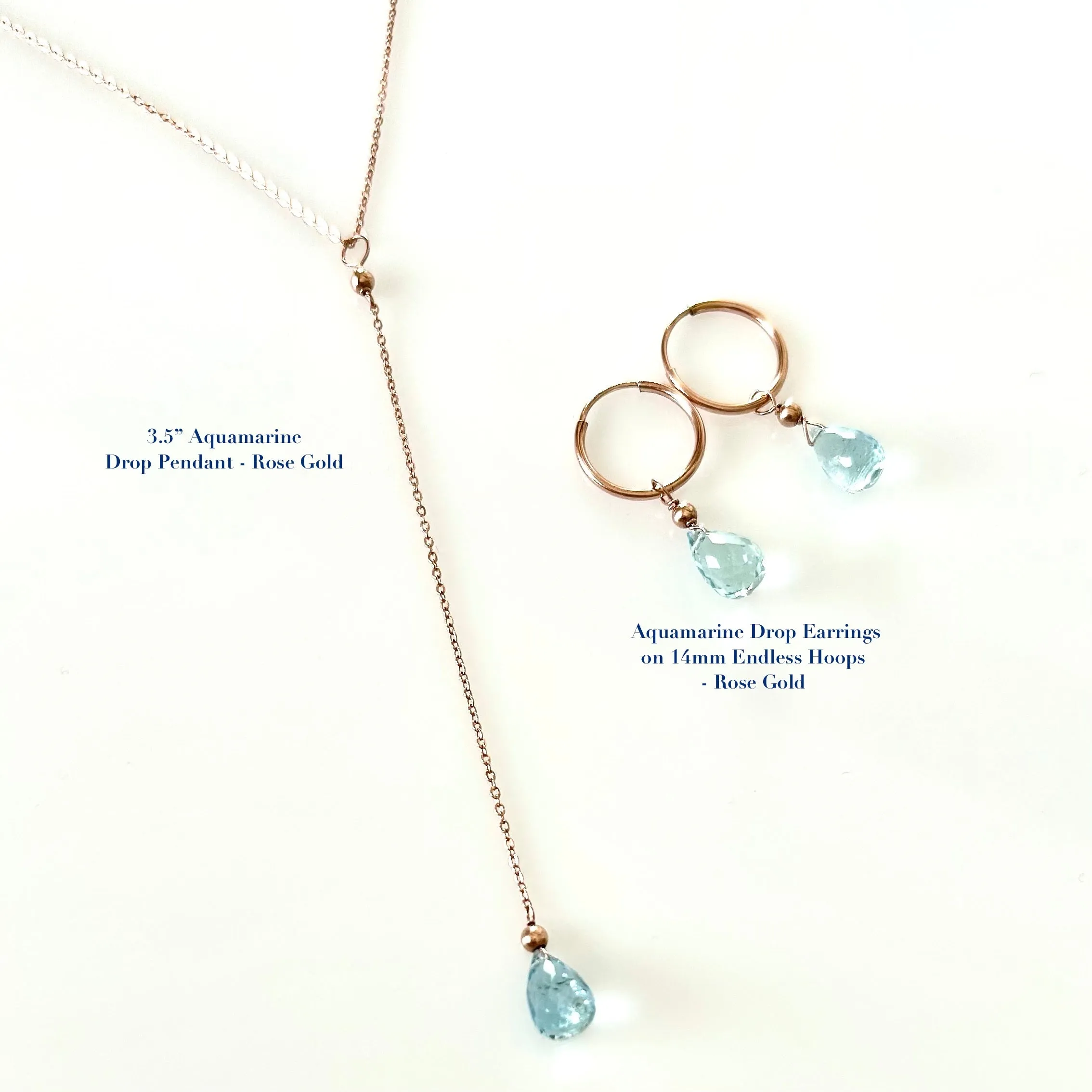 Aquamarine Pendant Necklace, Aquamarine Lariat Necklace