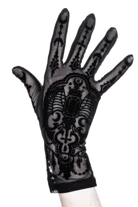 Black Gothic Mesh Bat Gloves