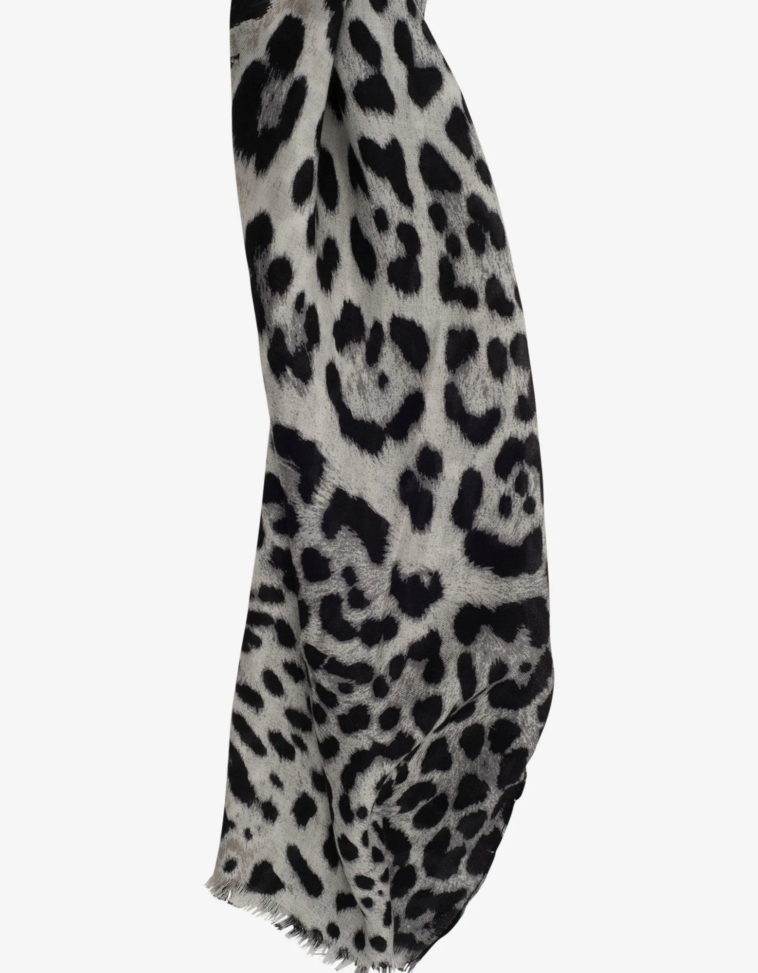 Black Leopard Print Silk Scarf -