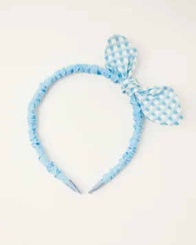 Blue Check Bow Headband