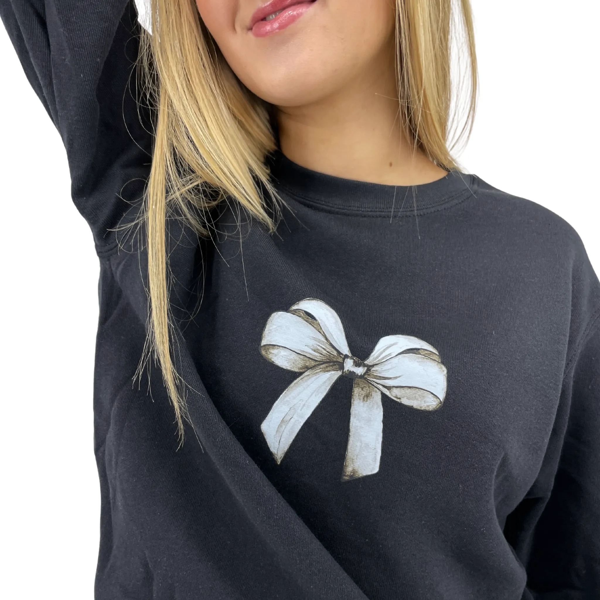 BOW (hvid) SWEATSHIRT - SORT