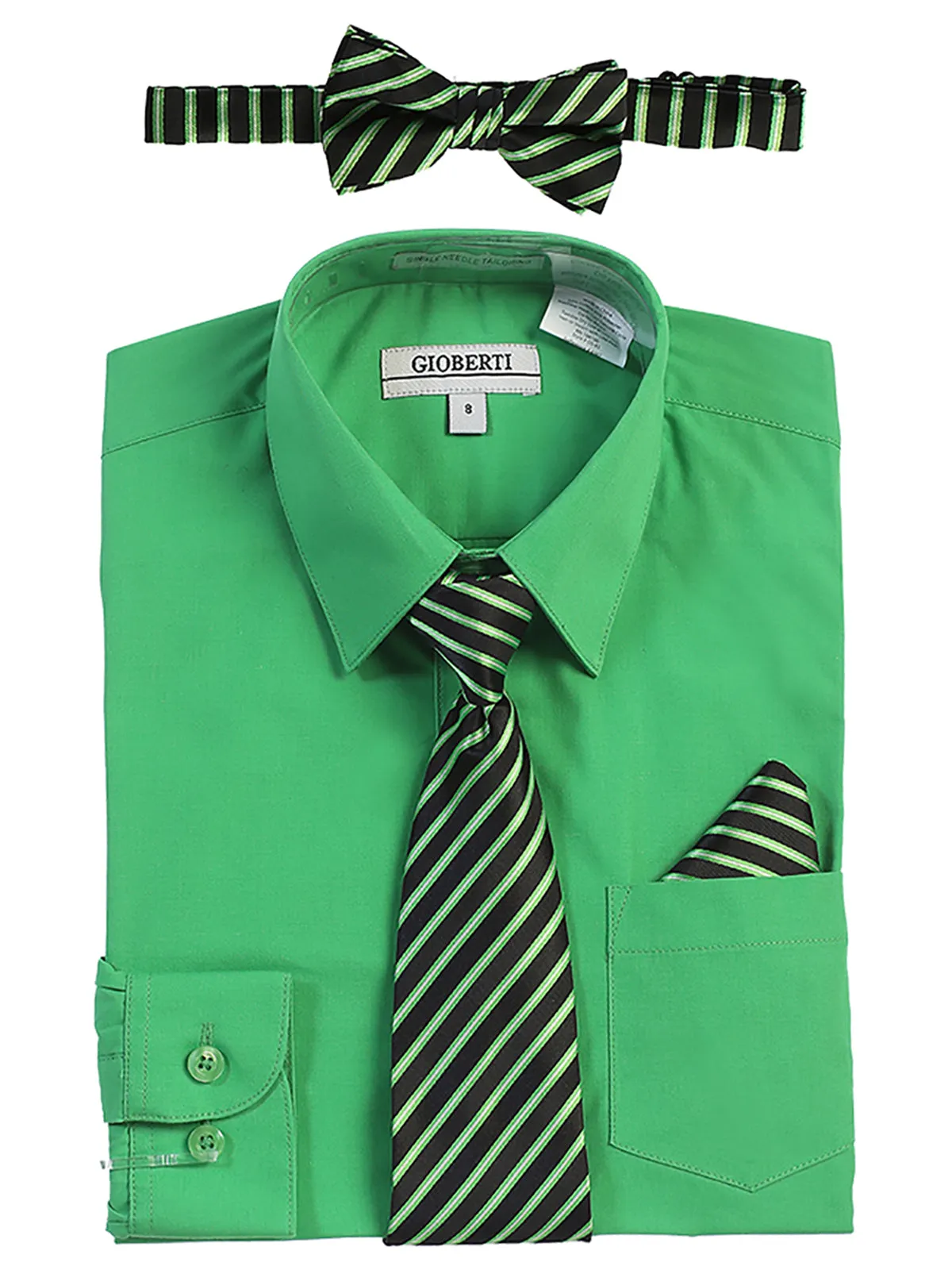 Boy's (8-18) Shirt w/ Stripe Tie Set