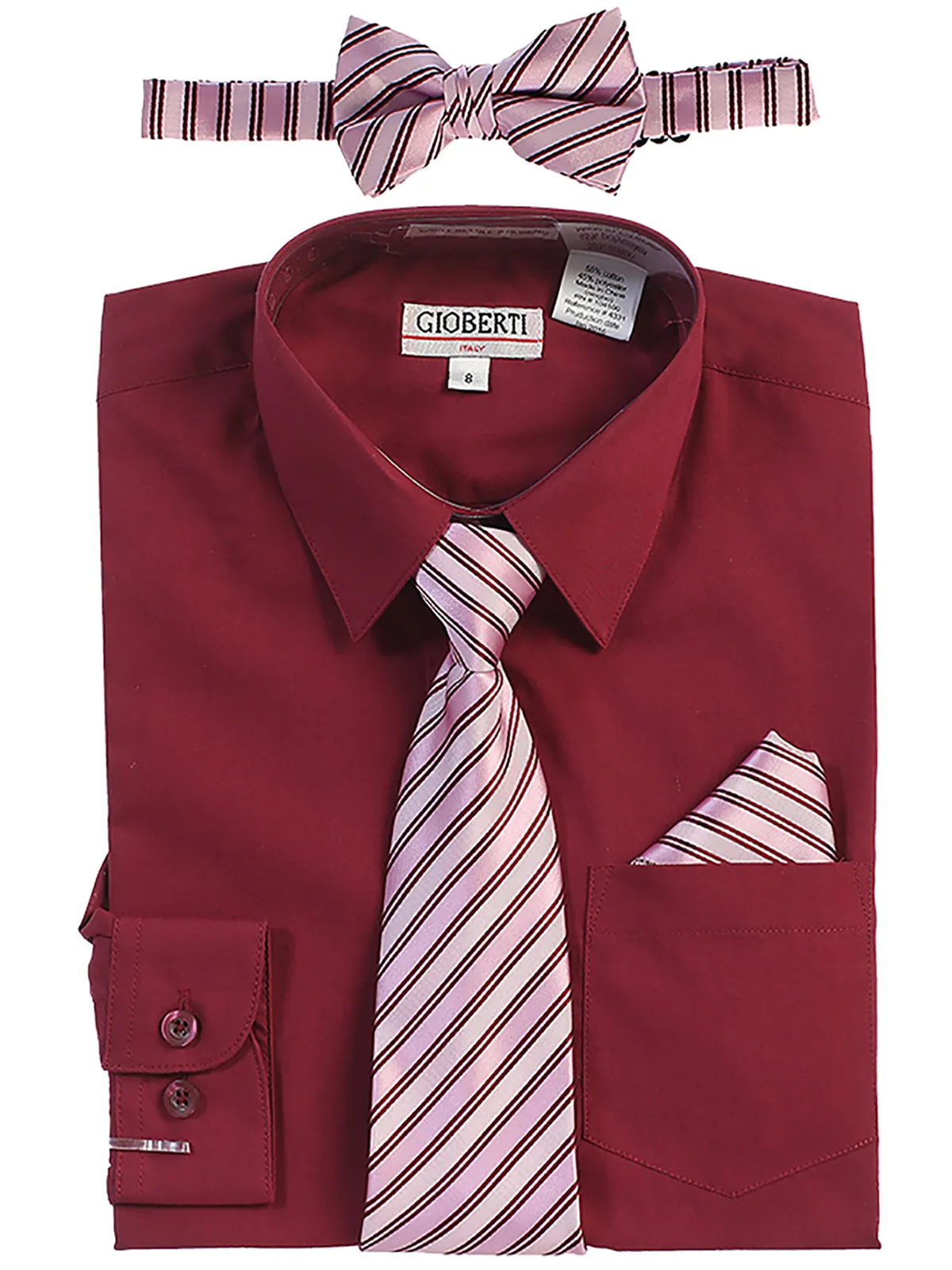 Boy's (8-18) Shirt w/ Stripe Tie Set