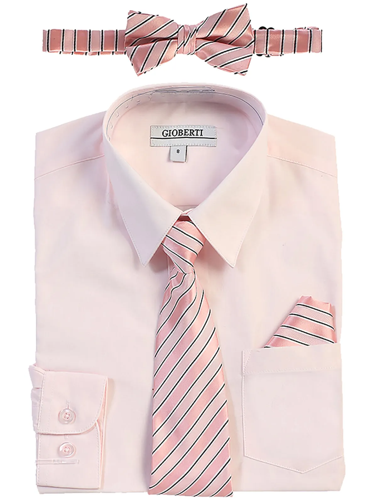 Boy's (8-18) Shirt w/ Stripe Tie Set