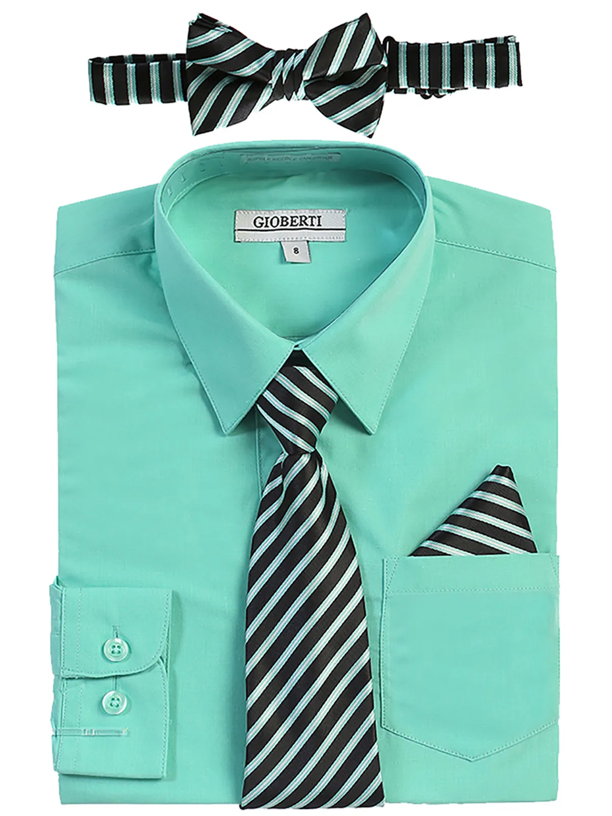 Boy's (8-18) Shirt w/ Stripe Tie Set