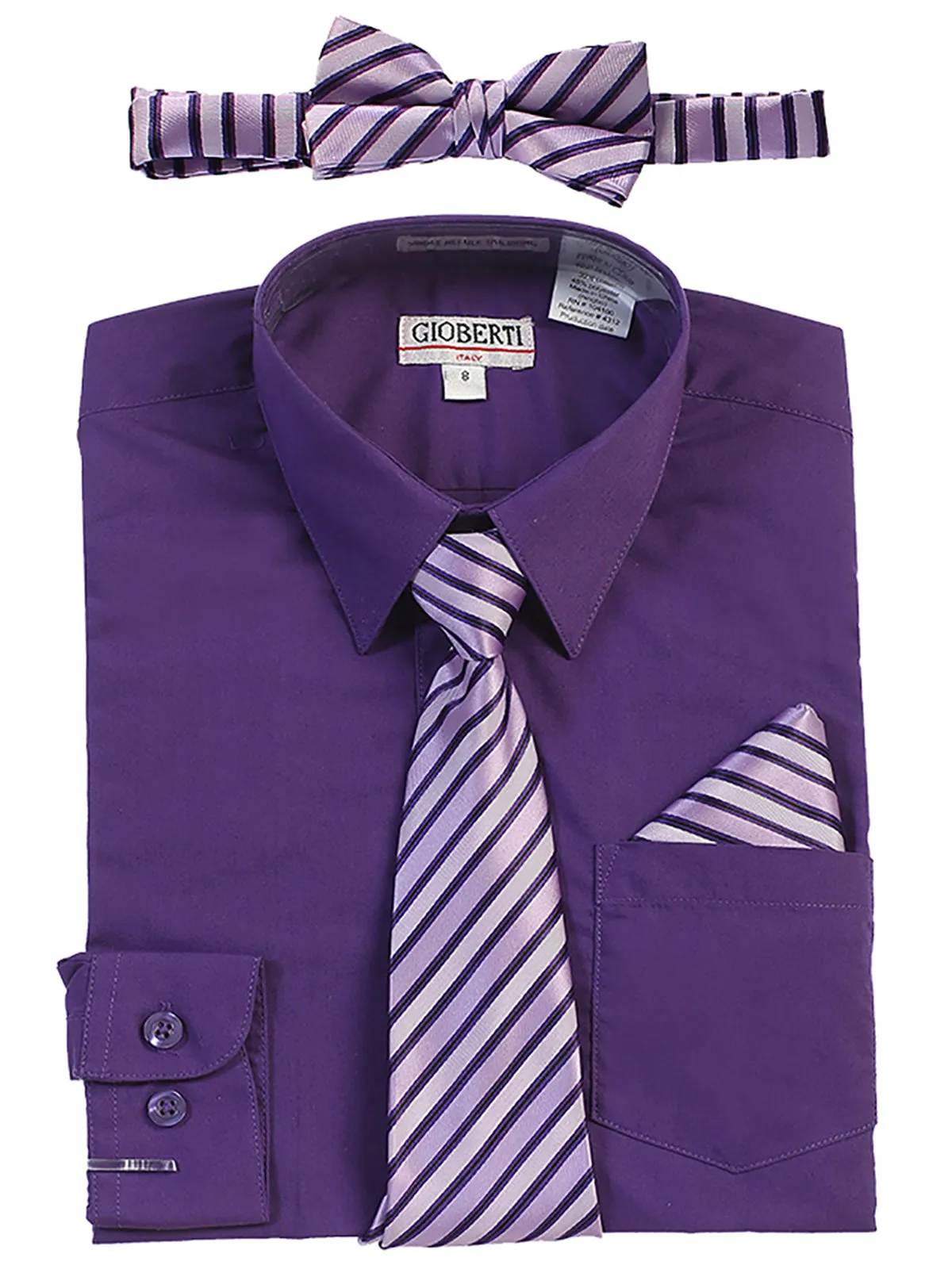 Boy's (8-18) Shirt w/ Stripe Tie Set