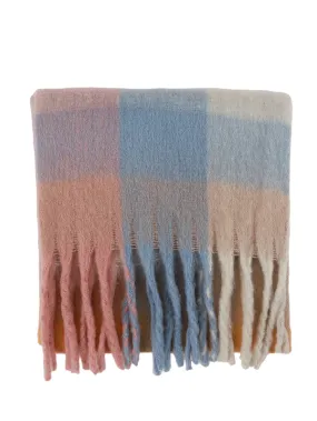 Check Scarf - Coral/Blue