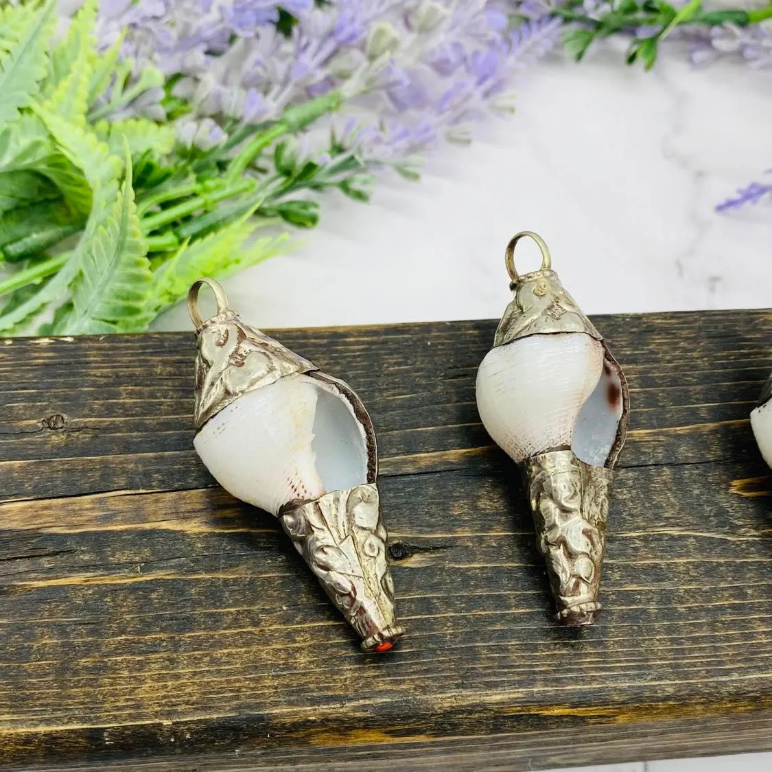 Conch Shell Pendant, Handmade Shell Pendant with Shell, Unique Jewelry, Statement Jewelry,  Tibetan Style Pendant from Nepal