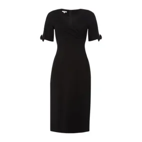 Eden V-neck Bow Tie Sleeve Jersey Black Dress