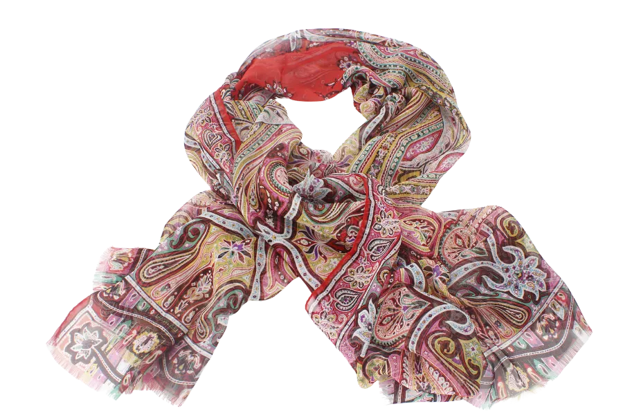 ETRO DAMASK SCARF 160CM MULTICOLOUR SILK