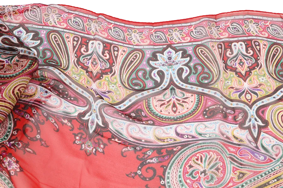 ETRO DAMASK SCARF 160CM MULTICOLOUR SILK