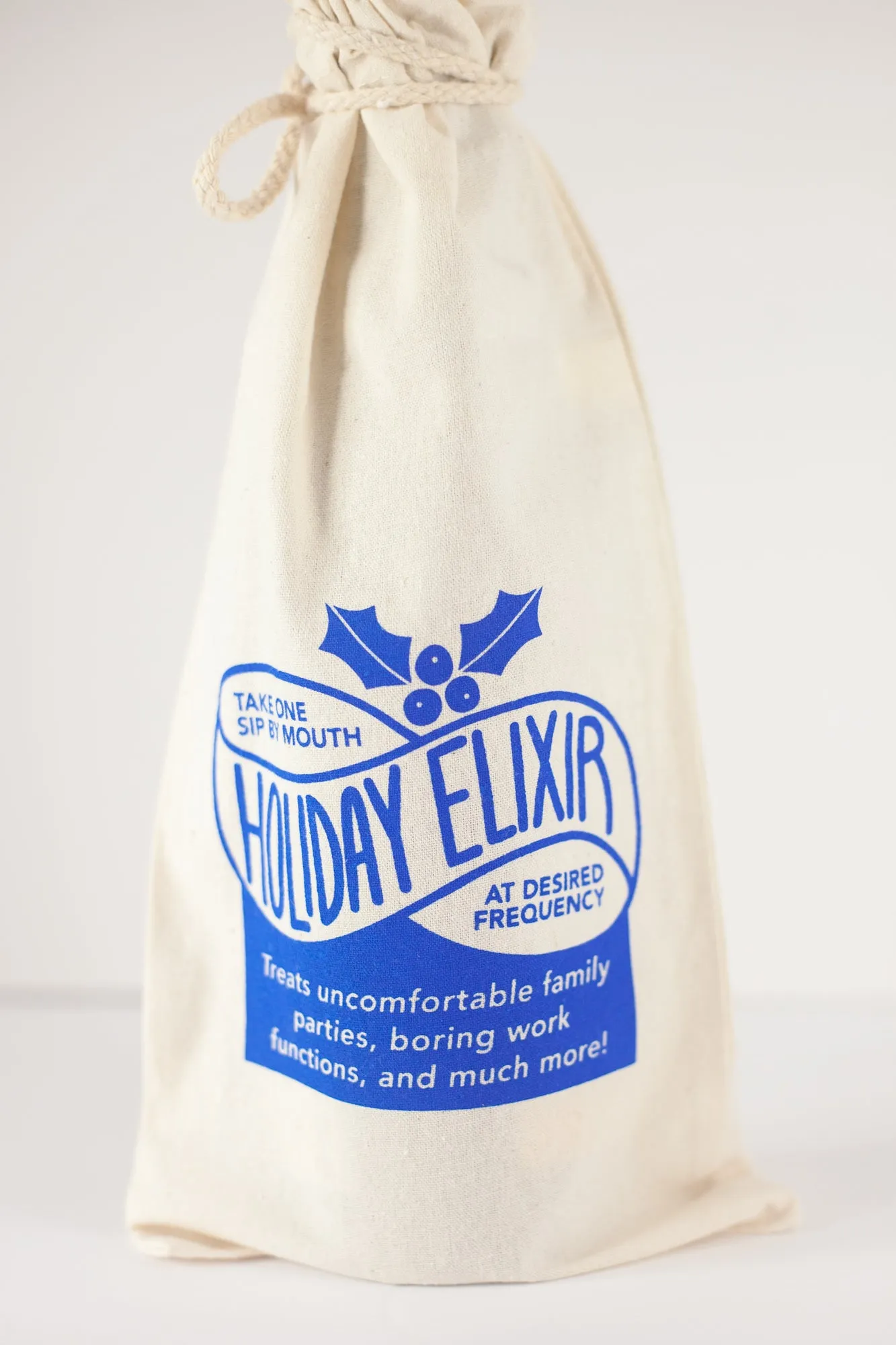 funny holiday gift bag, Christmas gift idea, wine gift bag, holiday elixir