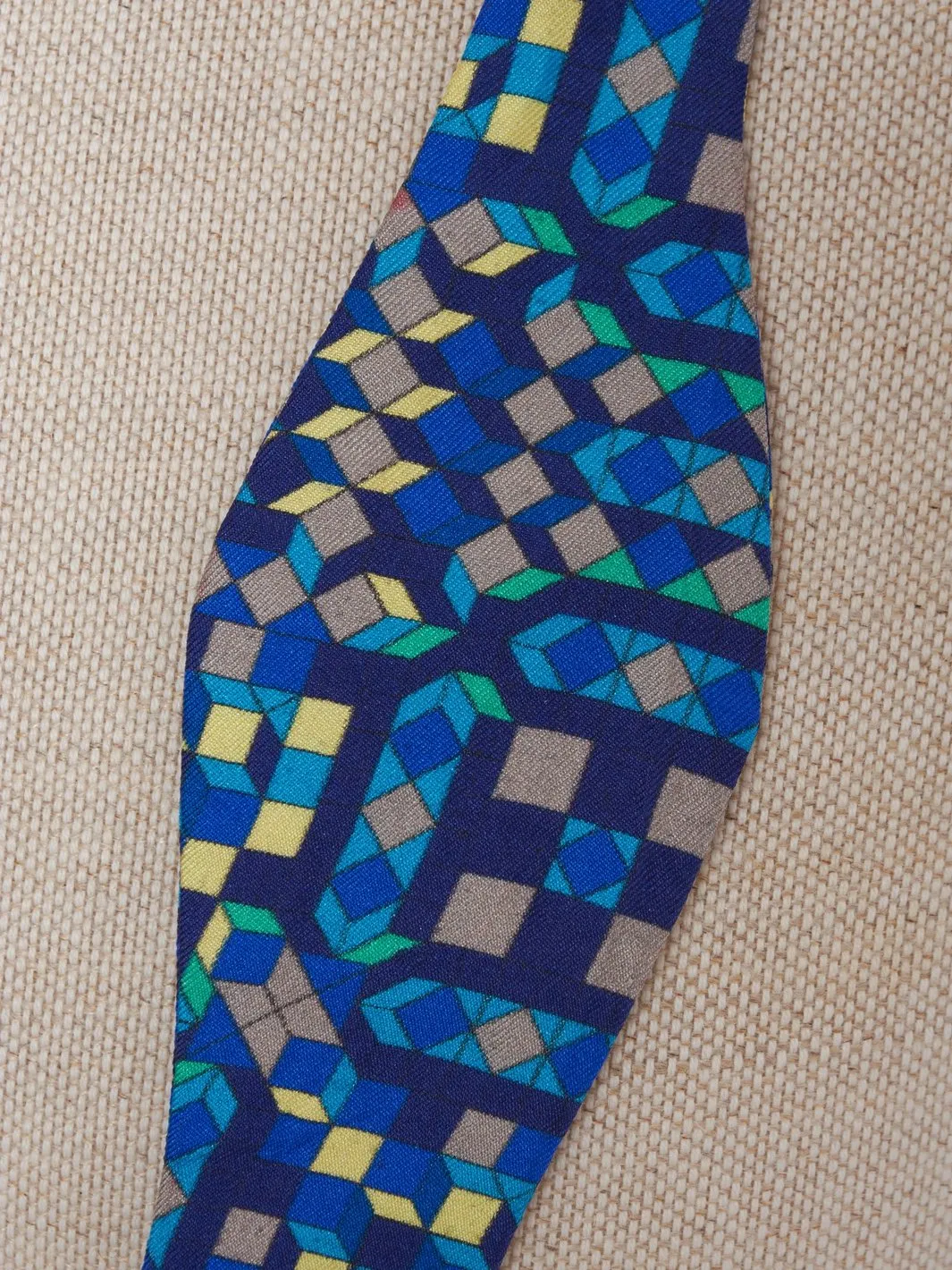 Geometric print silk bow tie, 1980