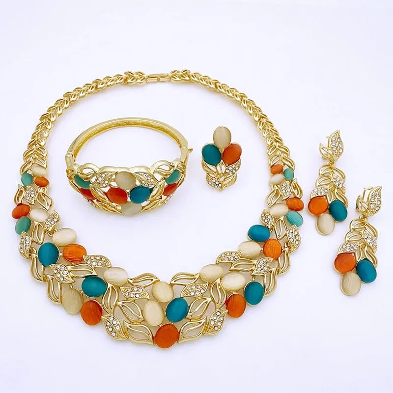 Gold Plated Opal Jewelry Set