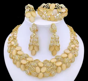 Gold Plated Opal Jewelry Set