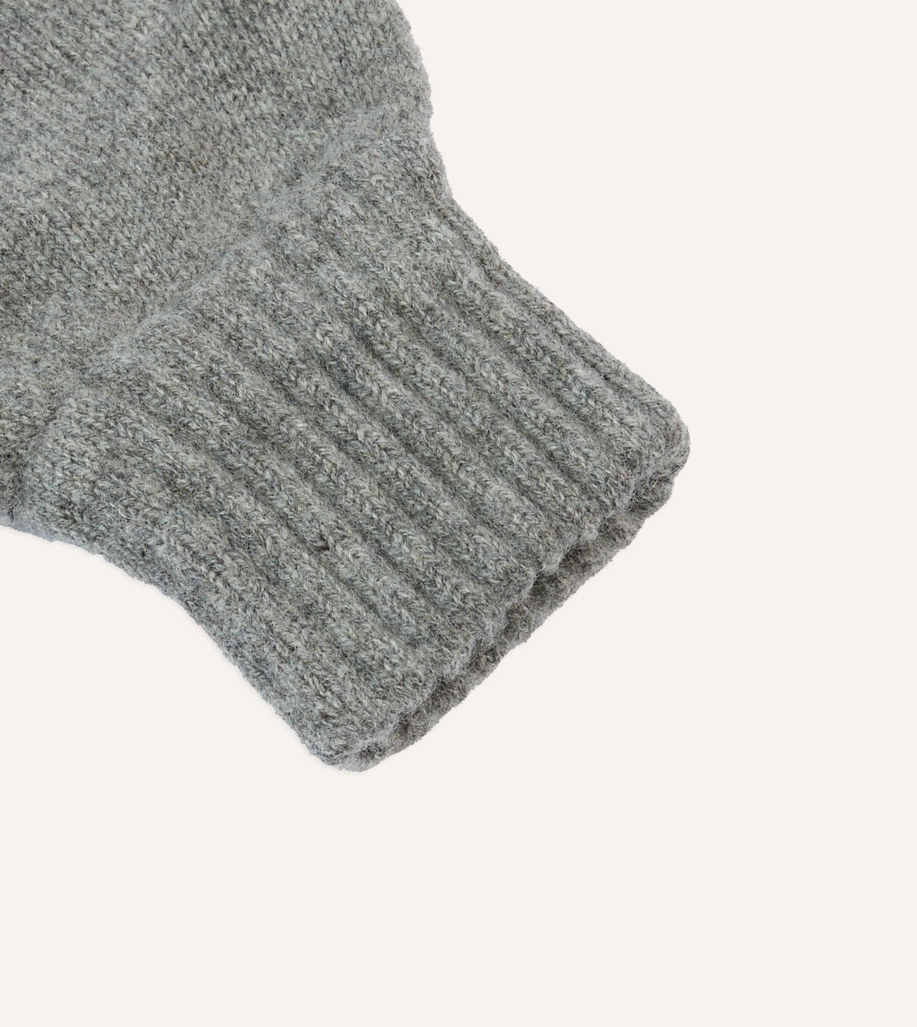 Grey Lambswool Knitted Gloves