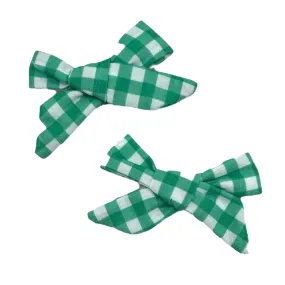 Hair Bow - Green Gingham