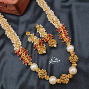 Handmade Cluster Gungaroo Pearl Mala Necklace