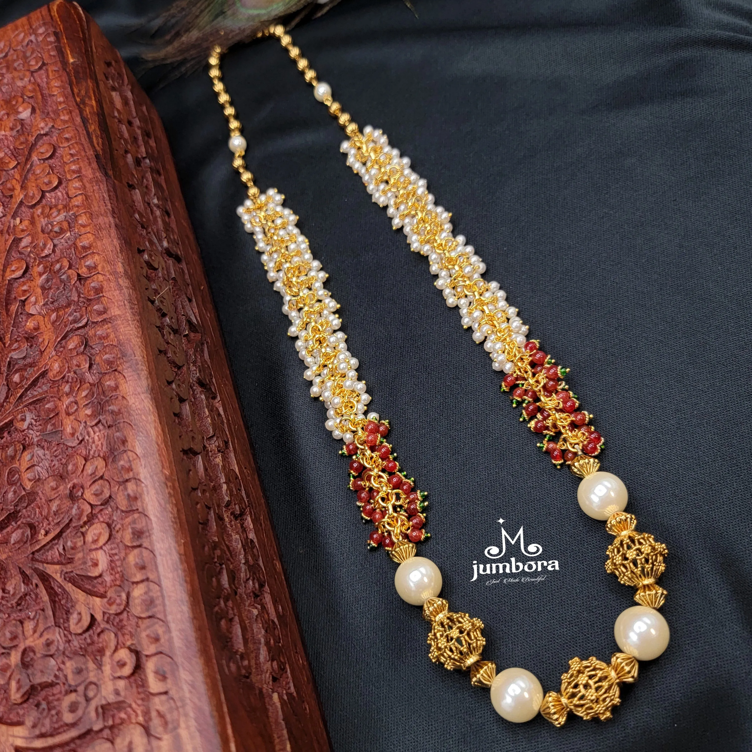 Handmade Cluster Gungaroo Pearl Mala Necklace