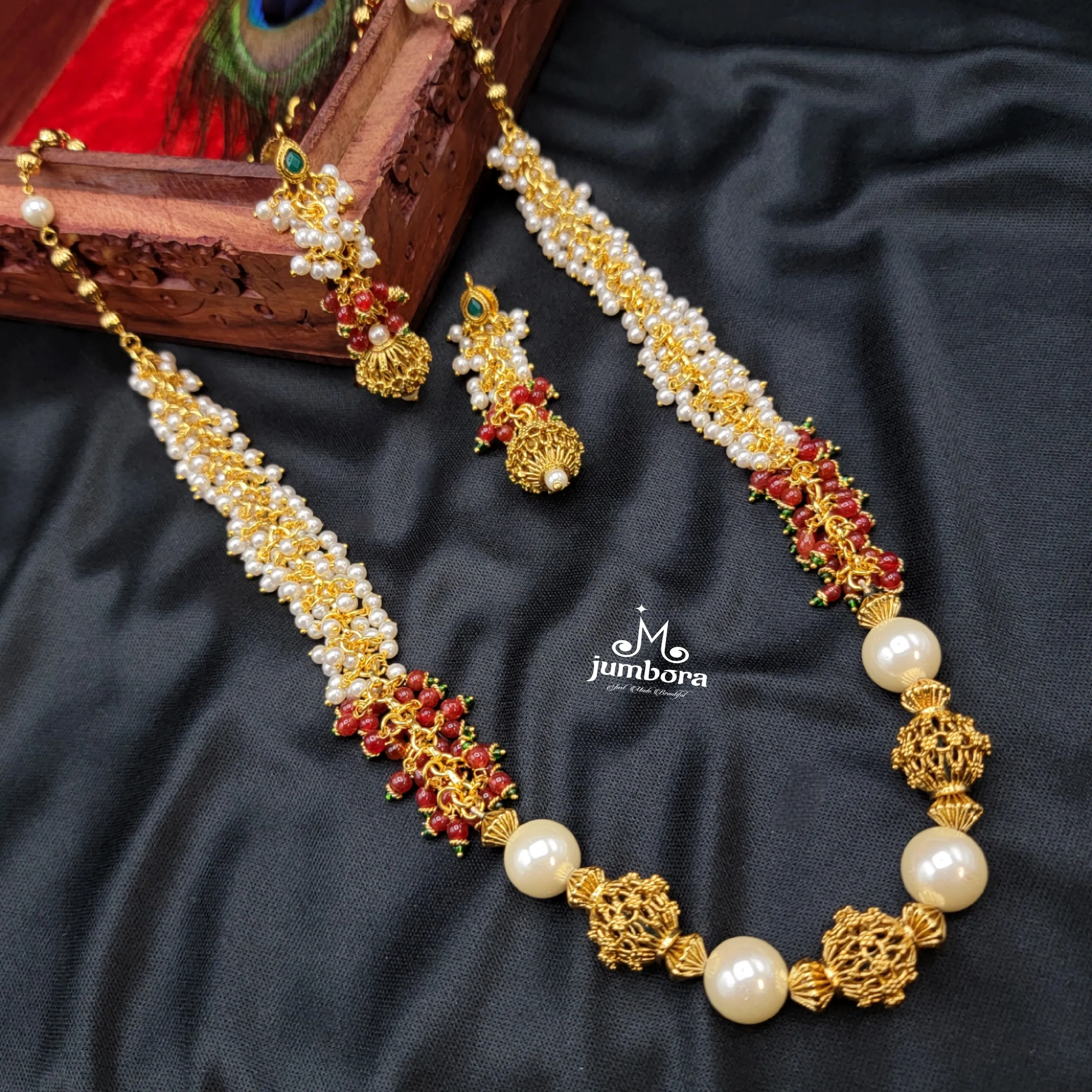 Handmade Cluster Gungaroo Pearl Mala Necklace