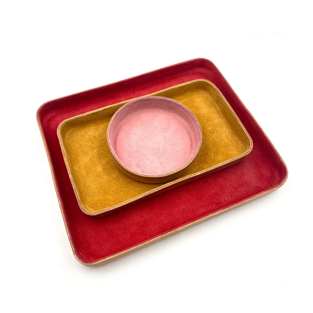 Leather Jewelry Tray, Large Gold