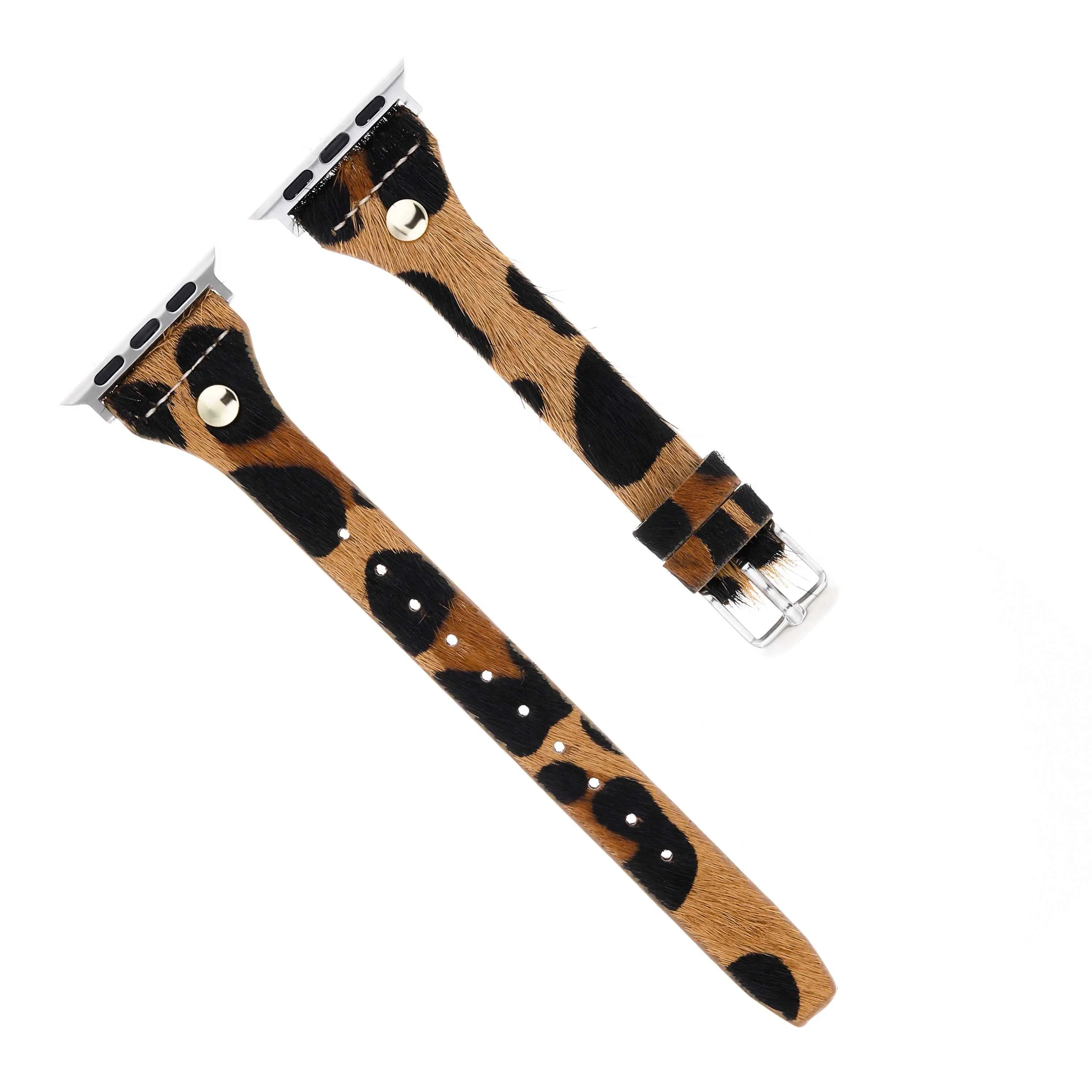 Leopard on Silver Apple Watch Strap