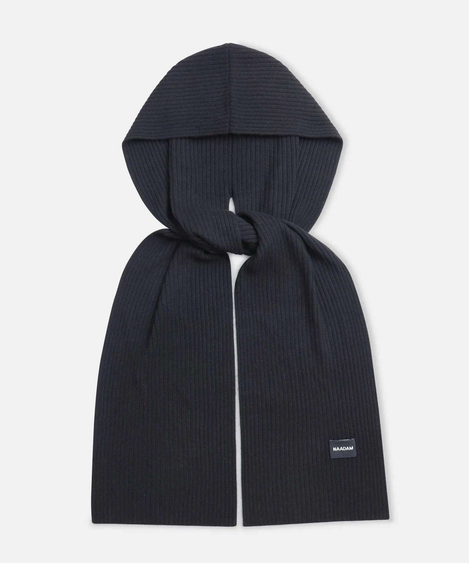 Luxe Cashmere Ribbed Hooded Scarf