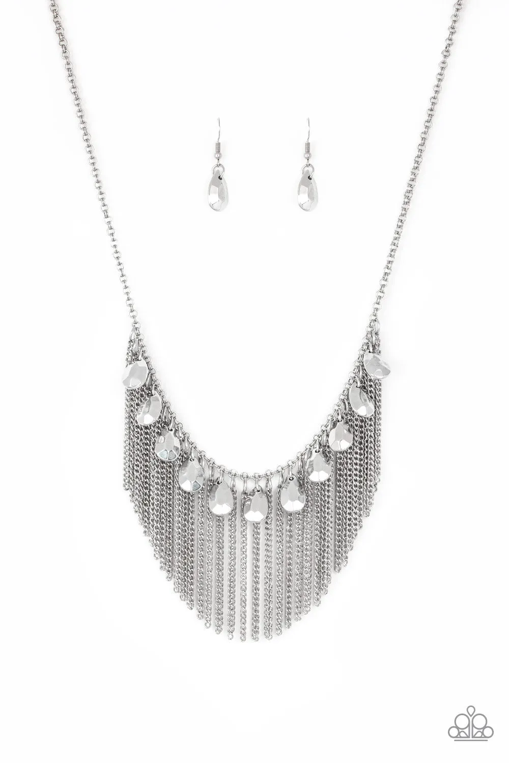 Paparazzi Necklace ~ Bragging Rights - Silver Fringe Necklace