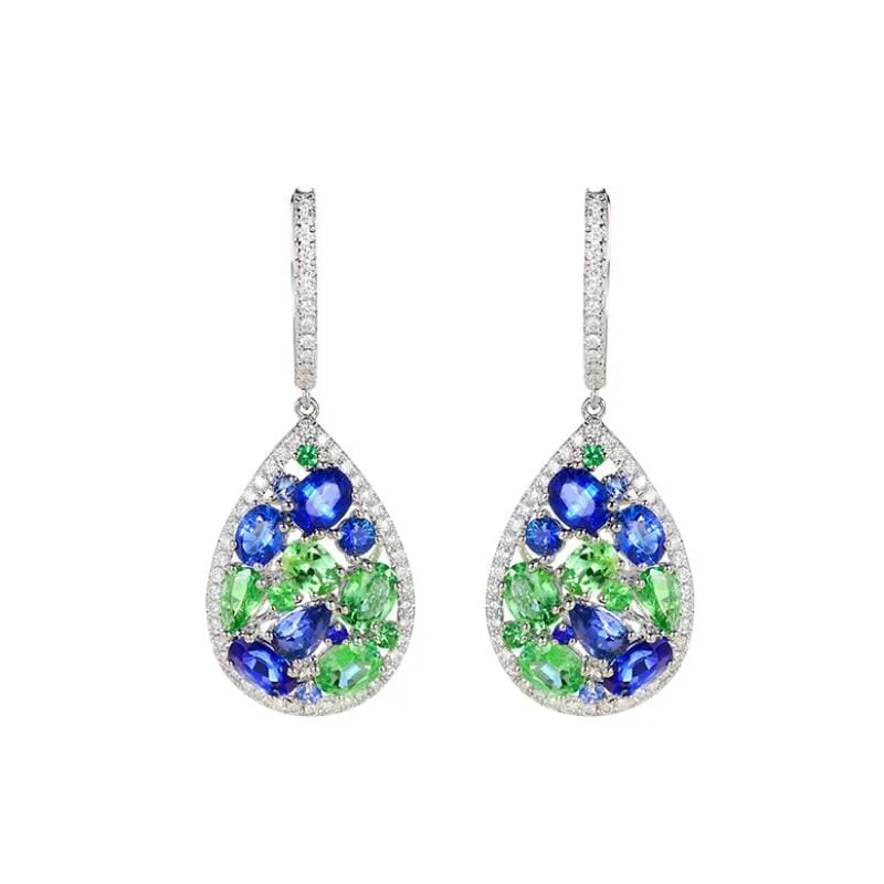 Peridot & Sapphire Gemstone Silver Jewelry Set