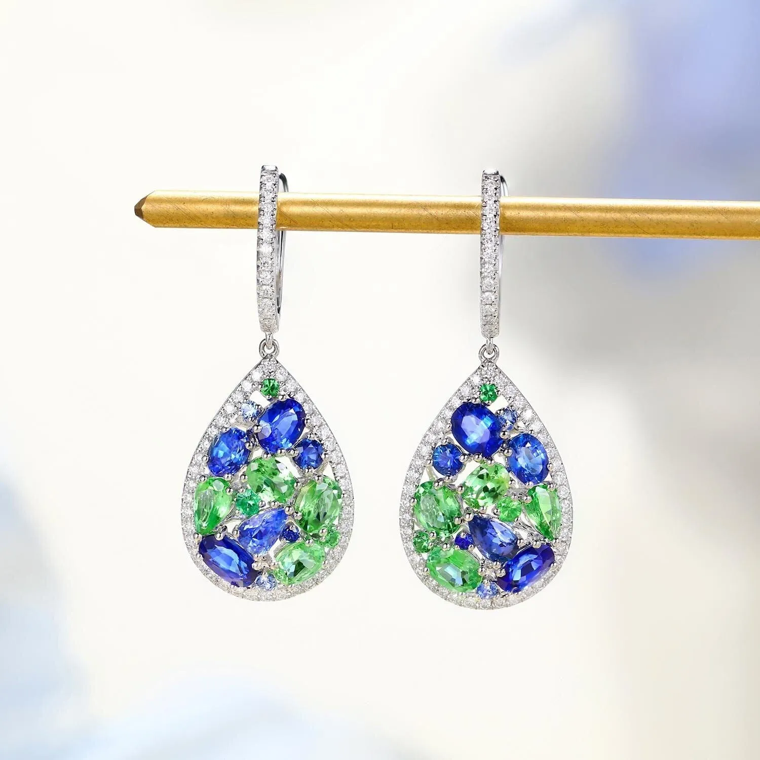 Peridot & Sapphire Gemstone Silver Jewelry Set