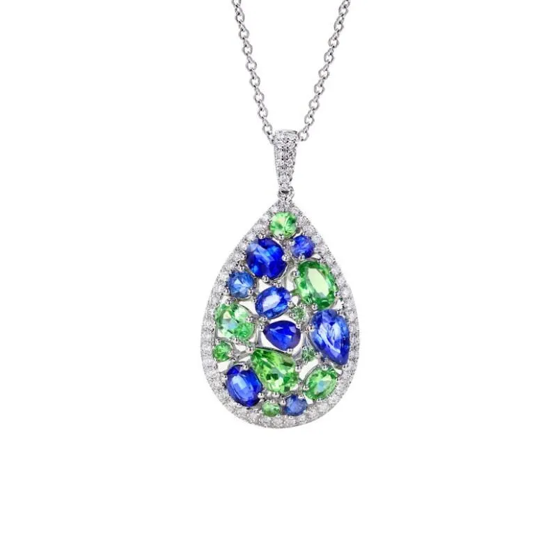 Peridot & Sapphire Gemstone Silver Jewelry Set