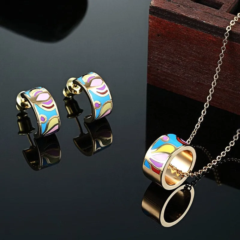 Small Colorful Enamel Jewelry Set