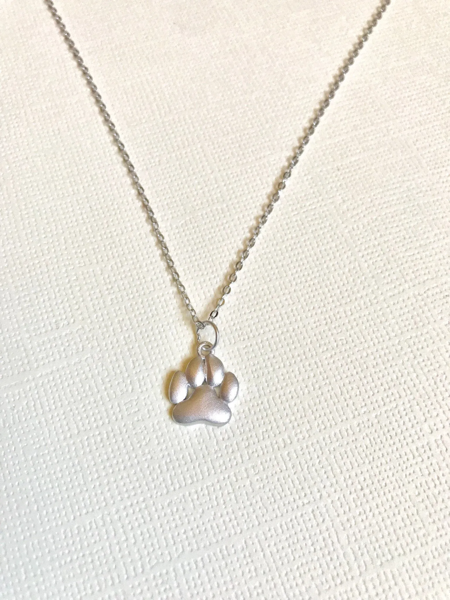 Sterling Silver Paw print necklace, dog lovers necklace, cat lovers necklace,pet memorial, dog memorial necklace, paw necklace, dog lover