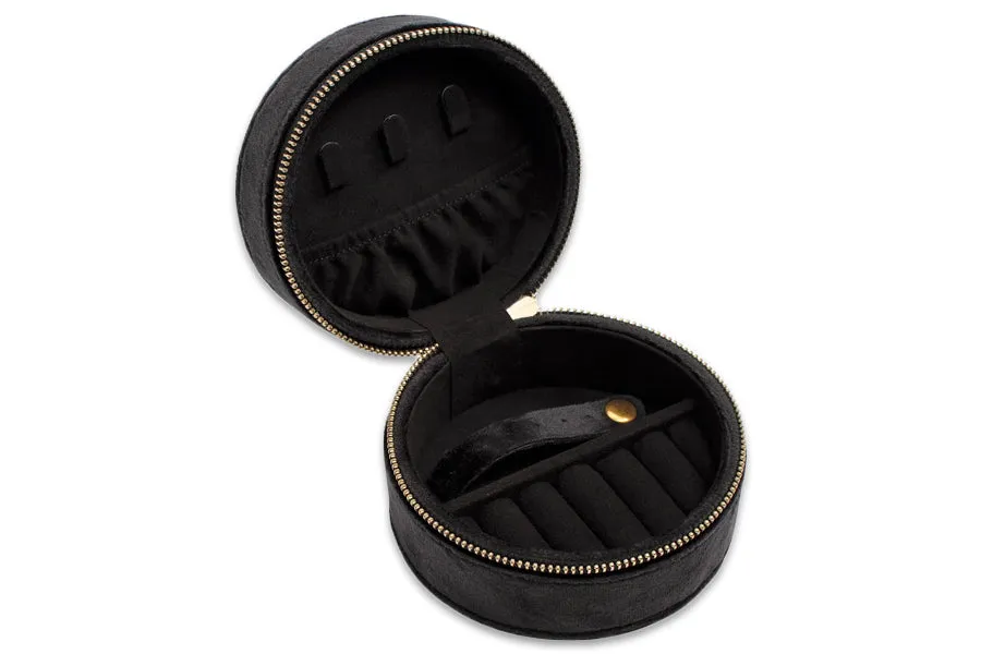 Velvet Round Jewelry Travel Case