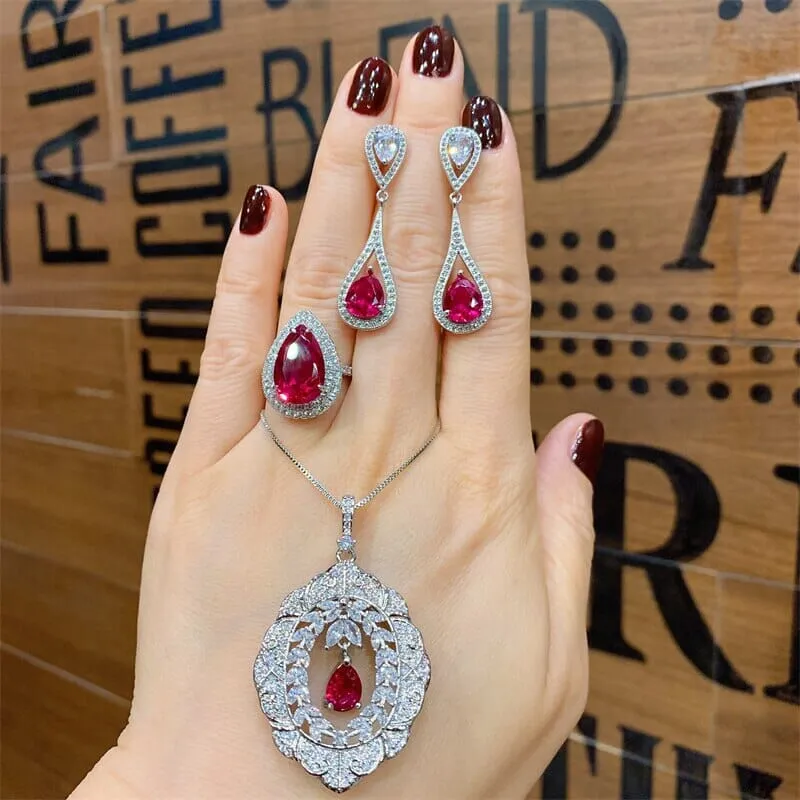 Vintage Ruby Jewelry Set